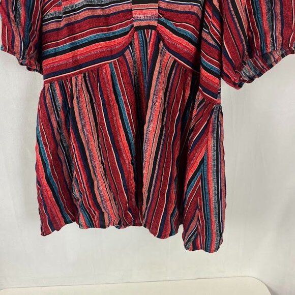 BloomChic Multicolor Striped Baby Doll  Boho Style Blouse Top Women's 18/20. - Picture 5 of 11